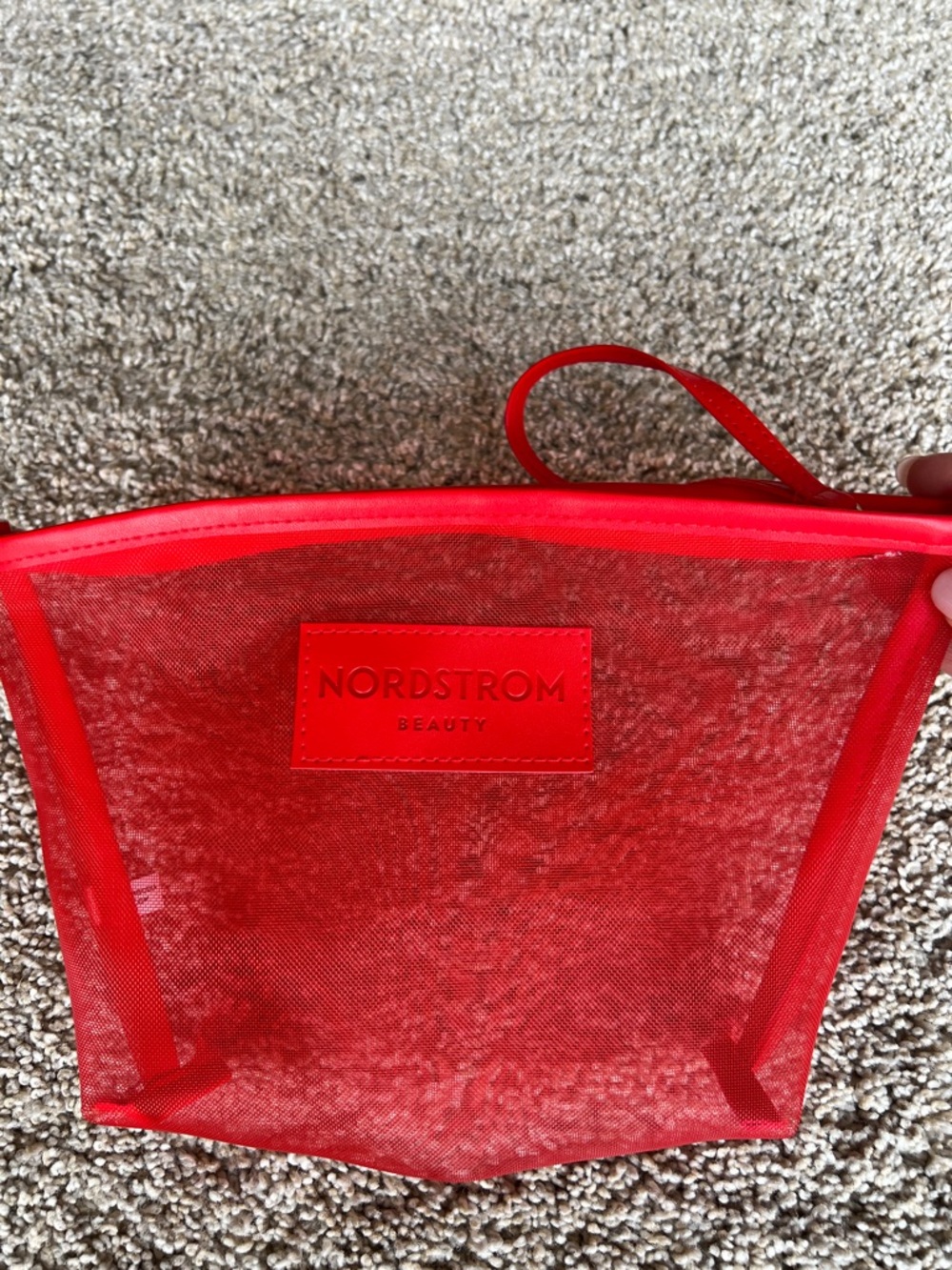 Nordstrom Beauty Red Mesh Wristlet Cosmetic Pouch